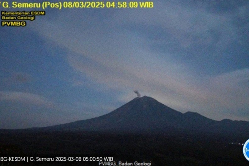 Gunung Semeru Empat Kali Erupsi dengan Tinggi Letusan Hingga 700 Meter