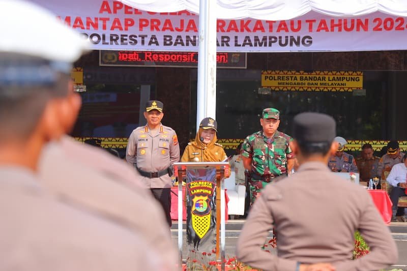 Polresta Gelar Apel Pasukan Ops Mantap Praja Krakatau 2024 Amankan Pilkada 2024